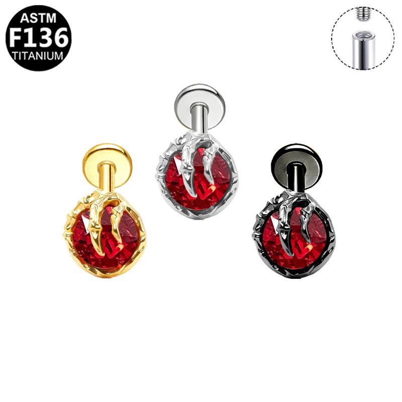 Titanium Heart Bat Wing Ear Stud Piercing Earring, Fashionable and Sweet European-Korean Style.