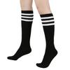 Women's Knee High Cotton Socks Streewear Harajuku Cheerleaders Black White Three-Line Striped Running Sports Socks