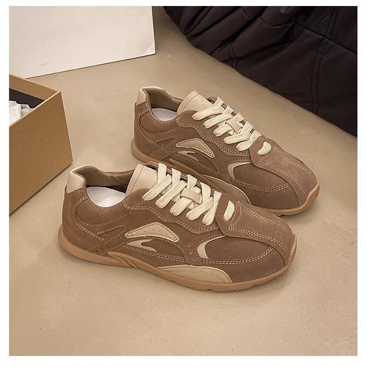 Dexun Shoes Women's 2025 Spring New Flat-bottomed Casual Sports Women's Shoes Student Little White Shoes Lightweight Running Shoes