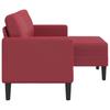 2 Seater Sofa with Chaise Longue L Shaped Burgundy 125 cm Artificial Leather