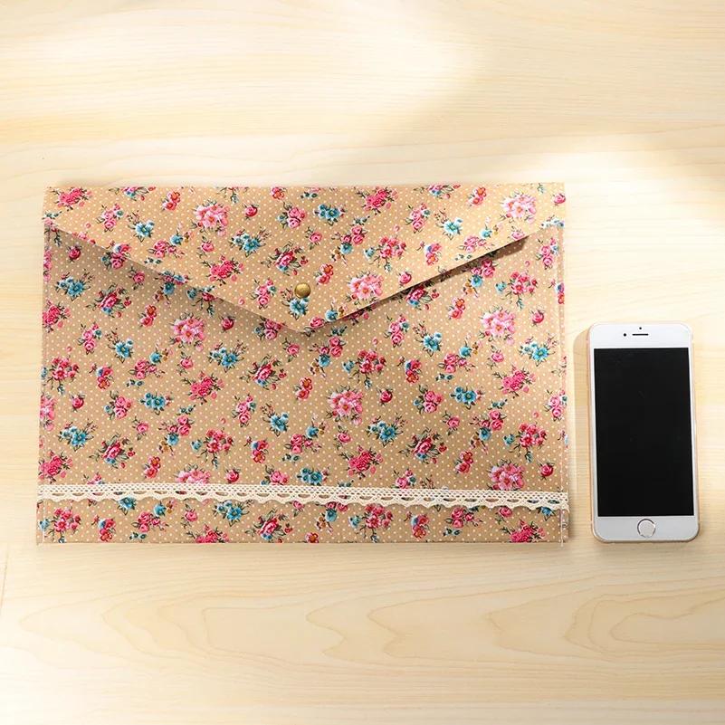 Vintage Dots Flower Face Series A4 Documents File Bag Files Folder Stationery Filing Production Folders Office Accessories