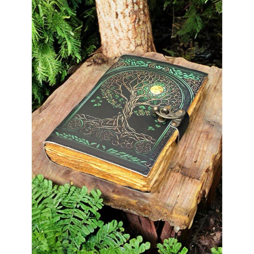 

Гримуар Кожаный журнал, Журнал с принтом Древо жизни, Пустая книга заклинаний Книга теней Кожаные небесные подарки для него ее. 7 x 5 in