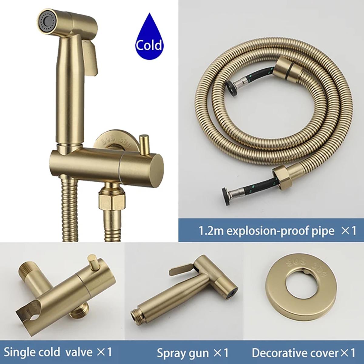 

ULA Одиночный смеситель для биде с холодной водой, латунный кран с золотой щеткой, портативный распылитель для биде, душевой набор, туалет Shattaf, биде, гигиенический душ золотистый