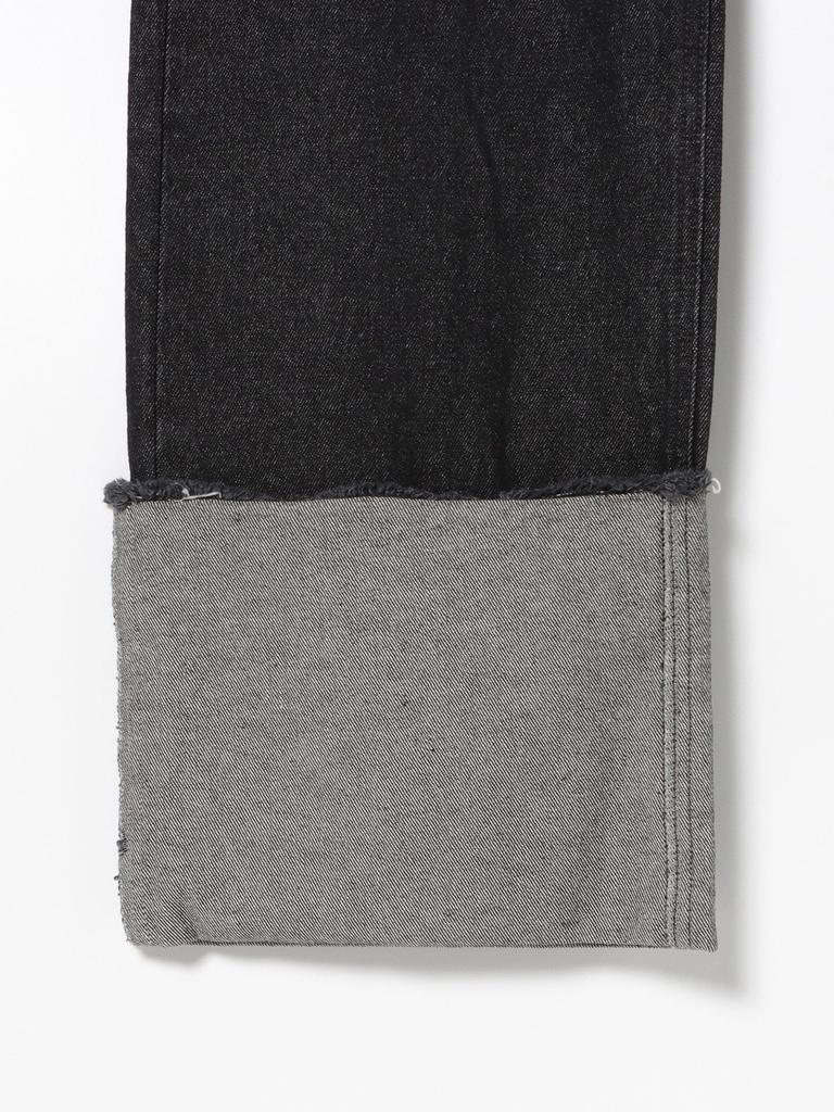 Pants Turnback Wide Denim Pants BLACK S [Beams Heart] (S-M) Women's