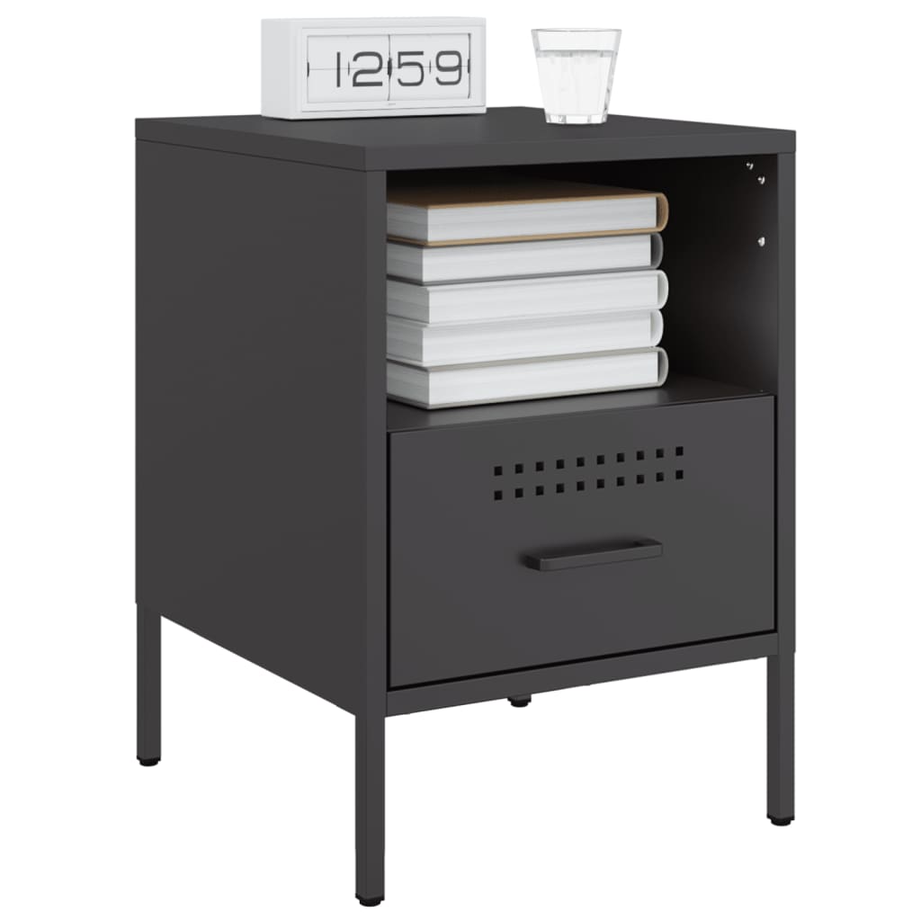 Nightstands 2 pcs. Black 36 x 39 x 50.5 cm Steel