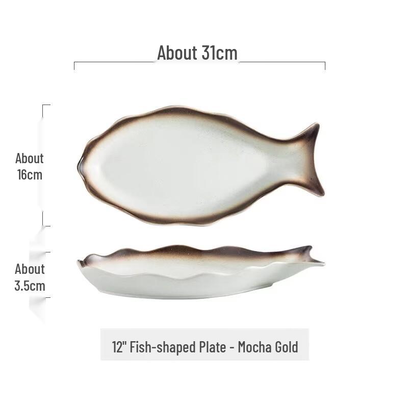 ZISIZ Ceramic Fish-Shaped Serving Plate