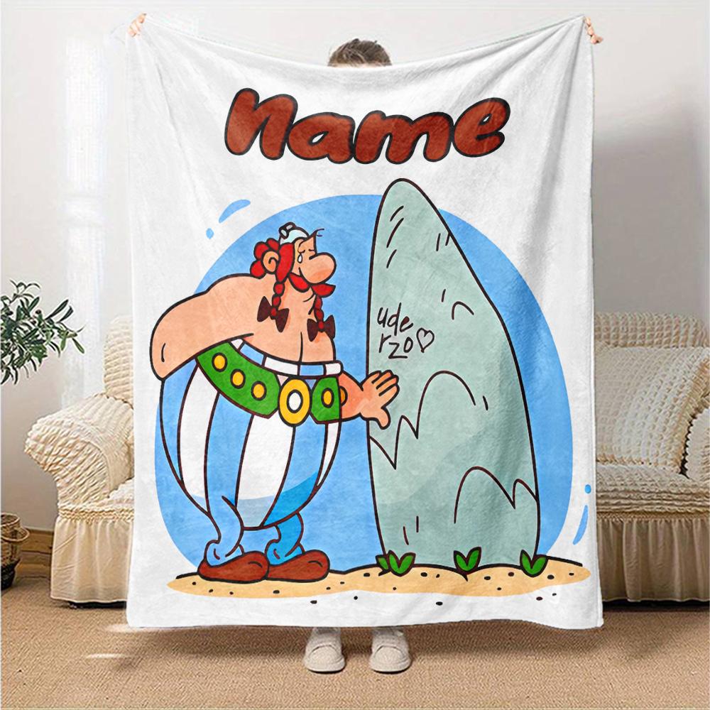 Personalisierbare Decke mit Namen und Persönlichkeit Asterix, Weich & Warm, für Sofa, Büro, Bett, Reise, Mittagspause, Geschenk, Geeignet für alle Jahreszeiten