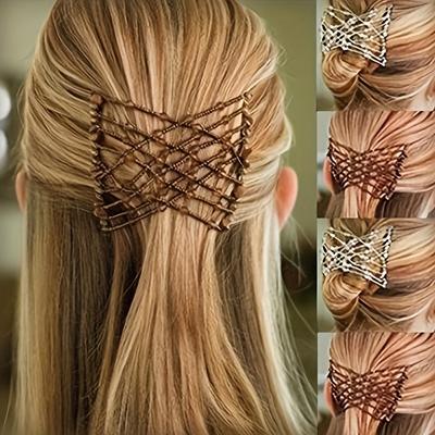 DIY Beaded Hair Combs Women Magic Hair Comb Crab Elastic Hair Claw Clip Easy Lazy Updo Hair Accessories Bun Ponytail Holder Comb