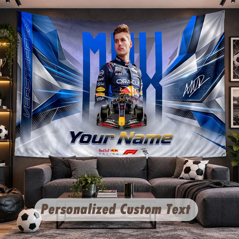 Arazzo da Parete Nome Personalizzato Modello Max Verstappen Tessuto Stampato Personalizzato Decorazione Murale