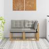 Outdoor Center and Corner Sofa with Cushions 2 Pieces White