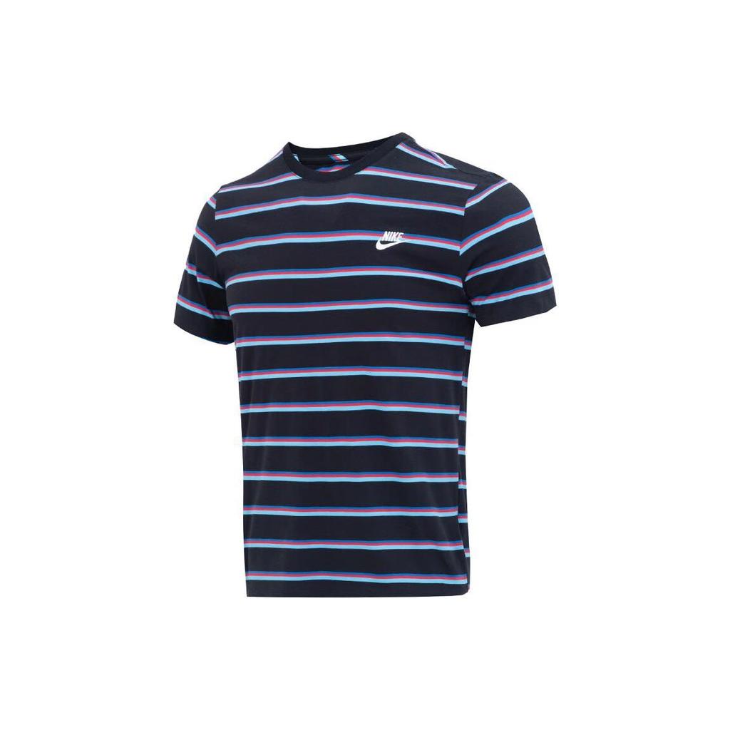 Nike Solid Color Logo Stripe Crew Neck Short Sleeve T-Shirt Men Tops Black DZ2986-010
