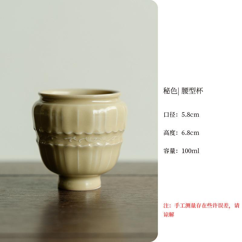 

100ml Relief Flower Drums Teacup Handmade Tea Bowl Tea Pair Tea-tasting Meditation Cup Chazhan Master Cups For Tea Decoration As your choose