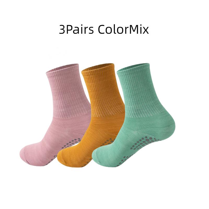 1/3P Sports Socks Yoga Cotton Mid-tube Bottom Professional Silicone Indoor Fitness Barre Socks Gym Dance Pilates Non Slip Socks