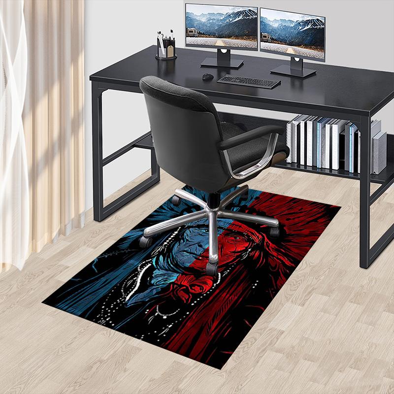 1PC Native American, Headdress Extra Large Non-Slip Floor Carpet, Office, Family, Bedroom, Studio - Large Area Rug Indoor Rugs, Vibrant Colors-A268