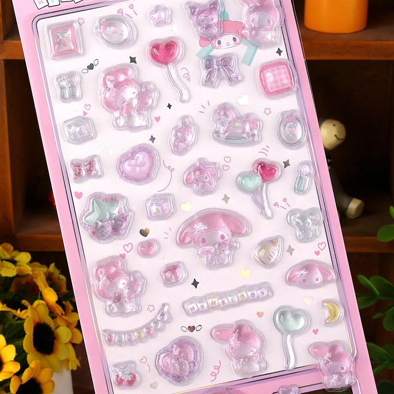 Sanrio Hello Kitty 3D Relief Sticker Scrapbooking Cartoon Girls Diy Diary Phone Case Laptop Luggage Stickers Stationery Decals