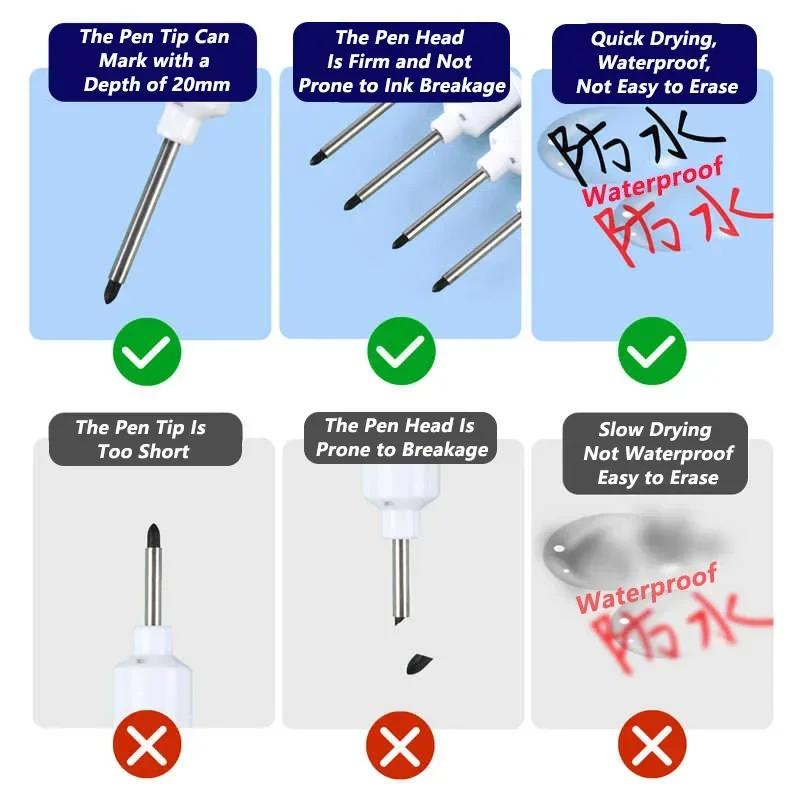 20mm Deep Hole Long Nib Head Markers For Metal Perforating Pen Waterproof Bathroom Woodworking Decoration Multi-Purpose