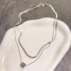Simple and versatile double-layer titanium steel square necklace ins cold wind men's light luxury niche design sweater chain tide