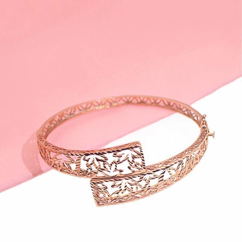 Браслет с кленовым листом Фиолетово-Золотой Европейское Ремесло Покрытие Розовым Золотом Модная Атмосфера Высококлассный Роскошный Браслет (adjustable to about 18cm)