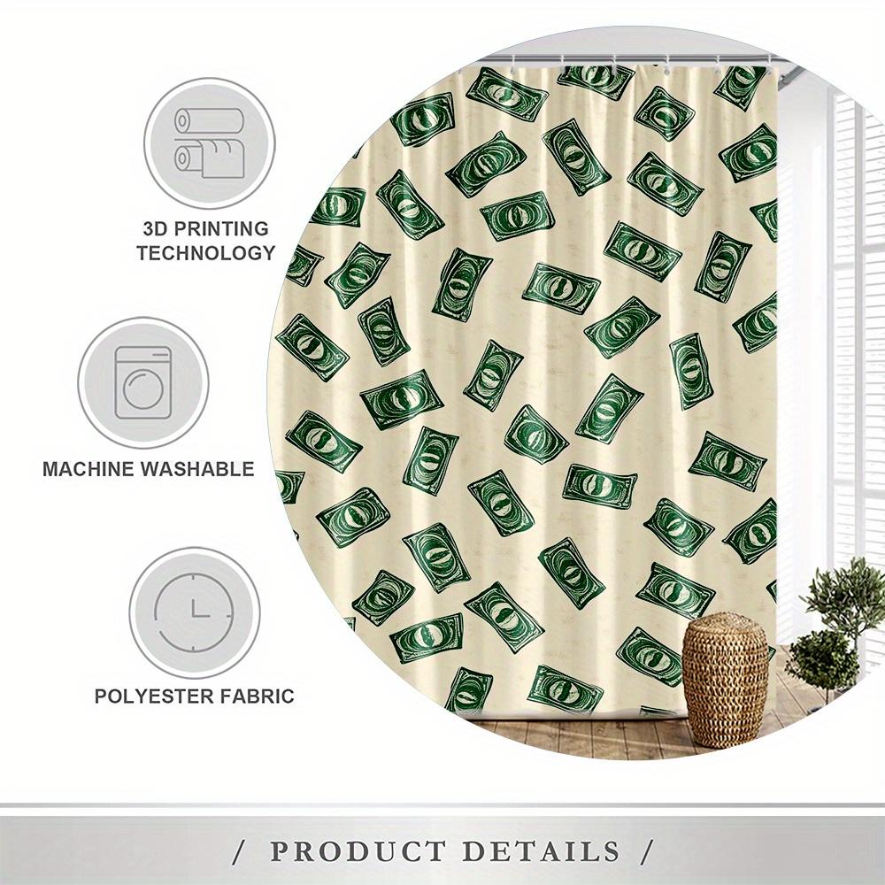 Stylish Dollar Bill Shower Curtain - Waterproof, Mildew-Resistant With Unique Money Design For A Fun And Quirky Bathroom Decor