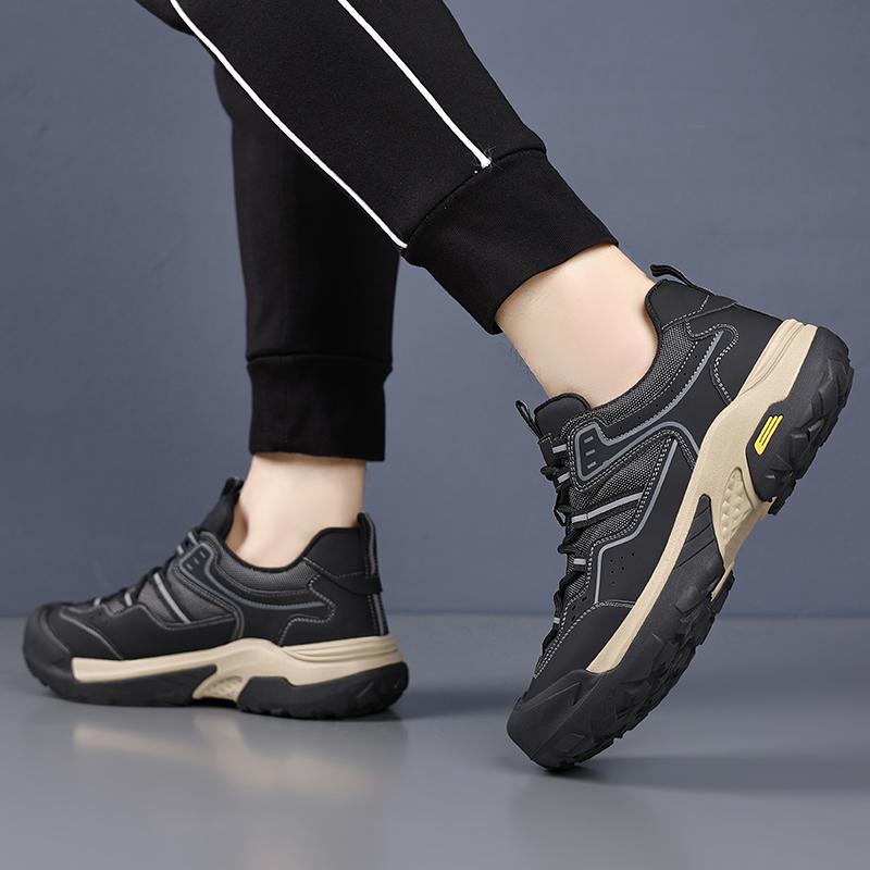 Outdoor Male Flats Man Treking Footwear Version Men Casual Leather Shoes Non-Slip Walking Shoes Comfortable Men's Work Shoes
