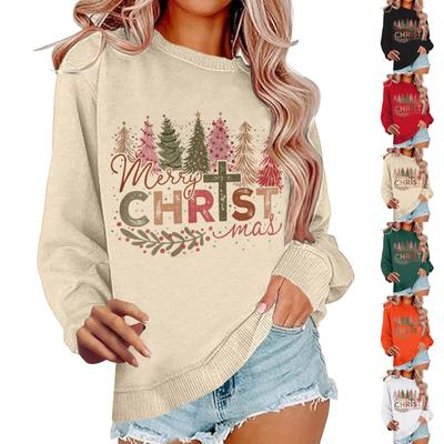 Sweat à capuche décontracté ample pour femme, couleur unie, imprimé Pâques, col rond, manches longues