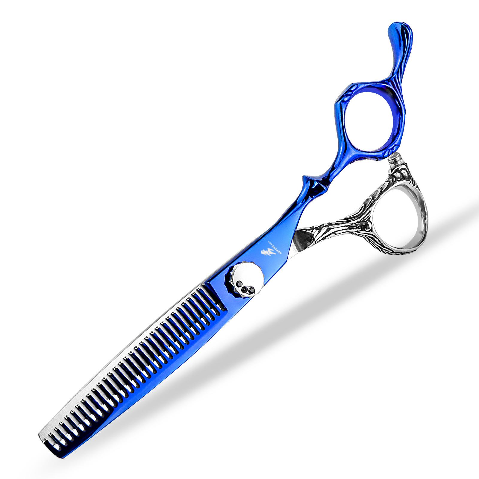 

6.0 inch black and gold flower handle double-sided, hair scissors, haircut, flat scissors, bangs, tooth scissors, thin scissors Lan liangya