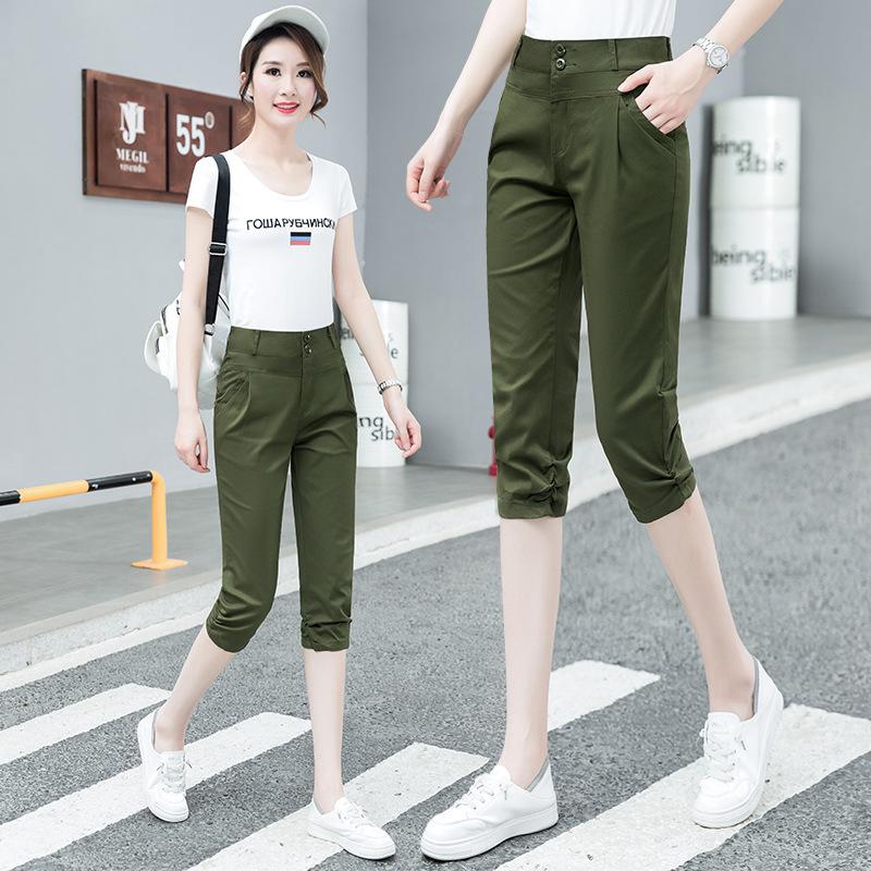 Fashion Loose Drape Seven Points Casual Harlan Pants Women's 1116 High Waist Thin Versatile Breathable Narrow Version Radish Pants