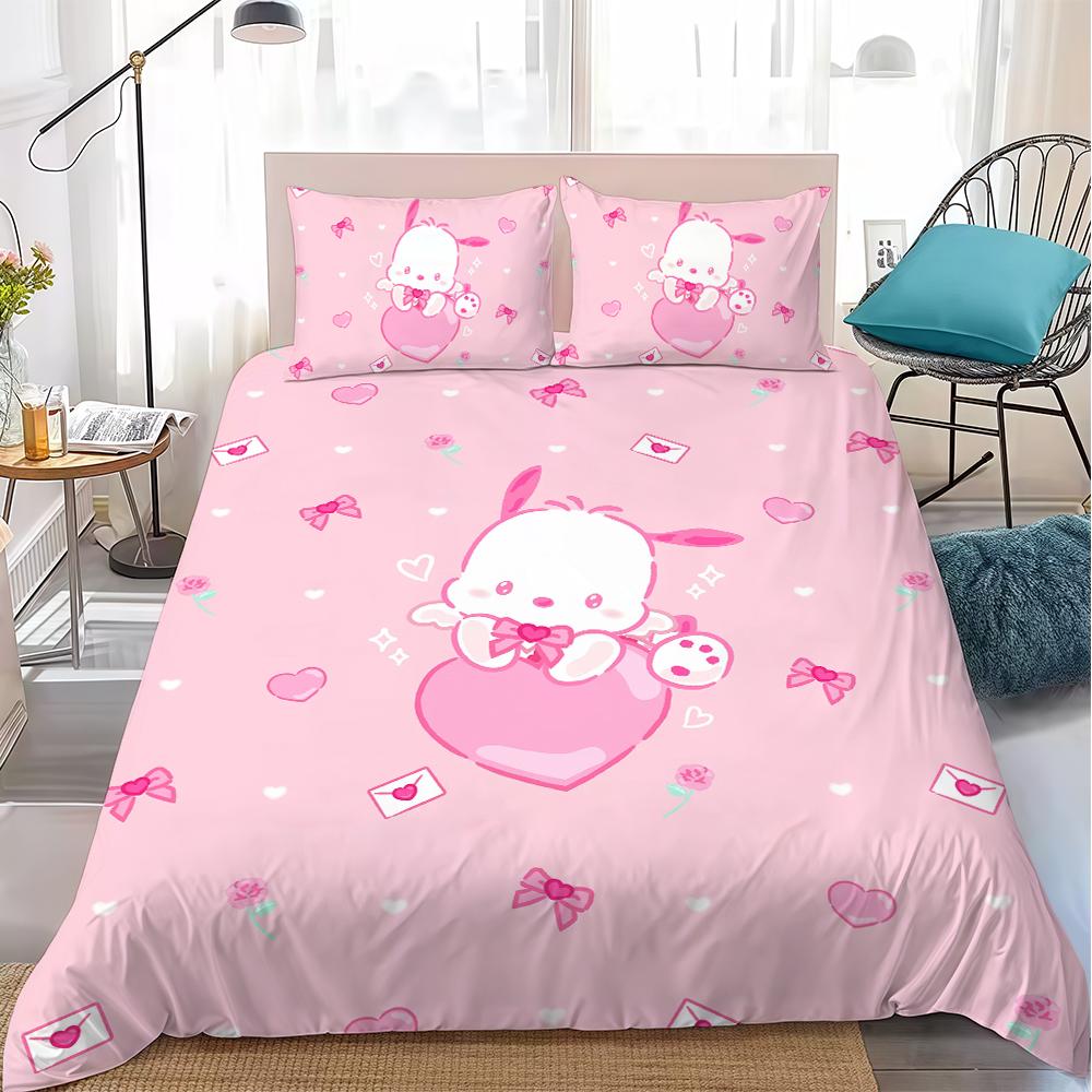 

P-Pochacco Kawaii Duvet Cover Set Home Style Bedding Soft Laundry Cotton Bed 3 Piece Set Student Dormitory Gift 135x200cm