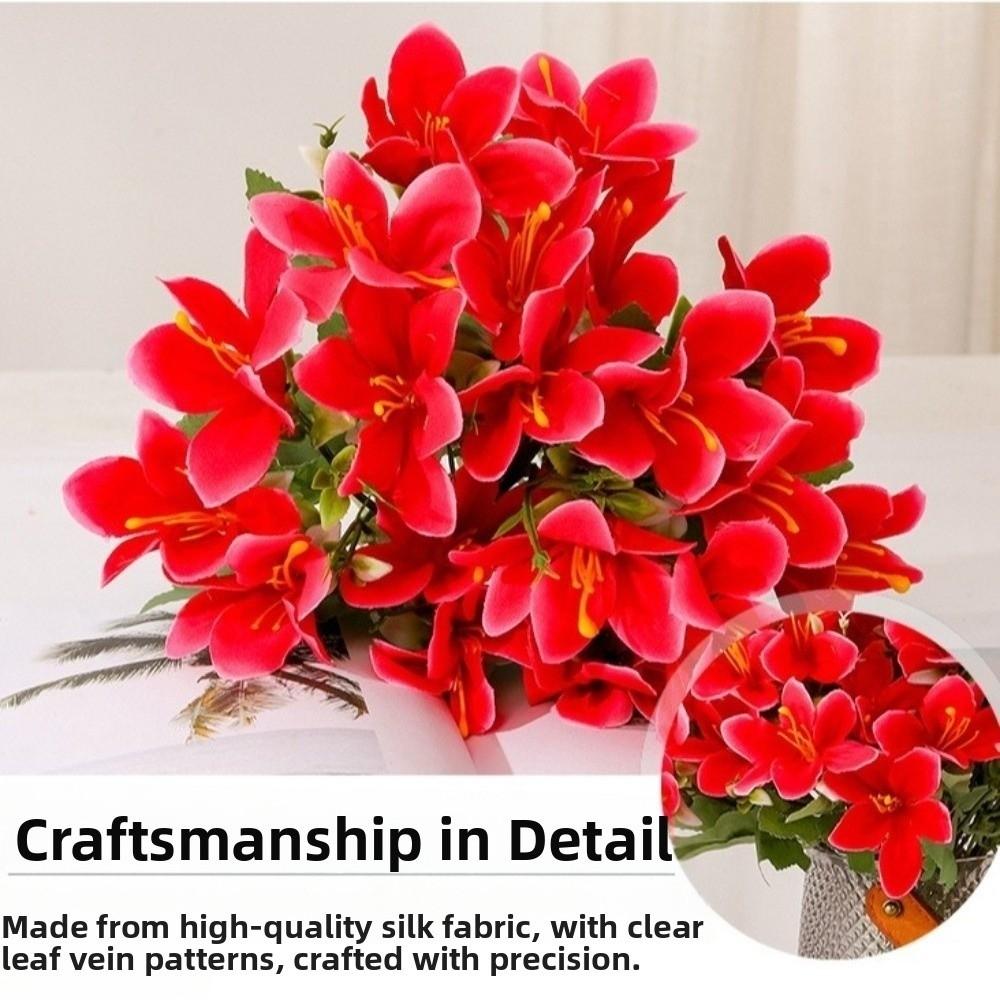 New 10 Heads Artificial Lily Wedding Decoration Bouquet 5-forked Fake Lily Home Decorative Daffodil Orchid