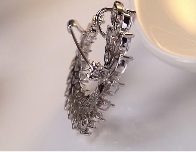 Zircon Olive Leaf Brooch Diamond Crystal Leaf Corsage for Wedding Graduation Ceremony Entrance Ceremony Brooch Christmas Gift (Silver)