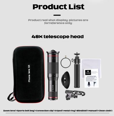 Super Telephoto Zoom Mobile Phone Lens Powerful 48x Monocular Metal Telescope Mobile HD Telephoto Lens With Tripod For Camping