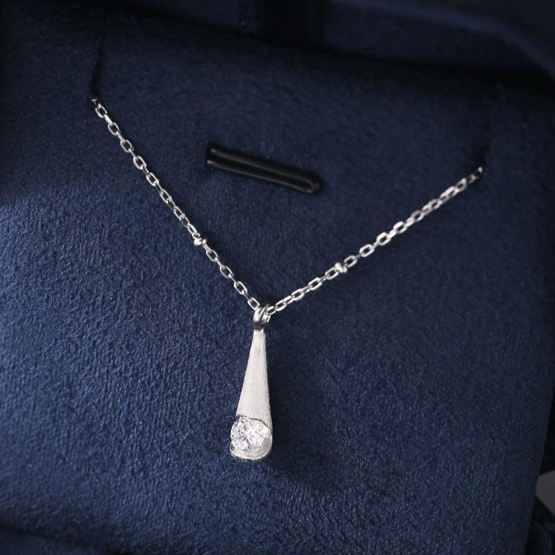 Elegant Water Drop Necklace for Women 925 Sterling Silver with Frosted Zirconia Dainty Everyday Fine Jewelry Gift