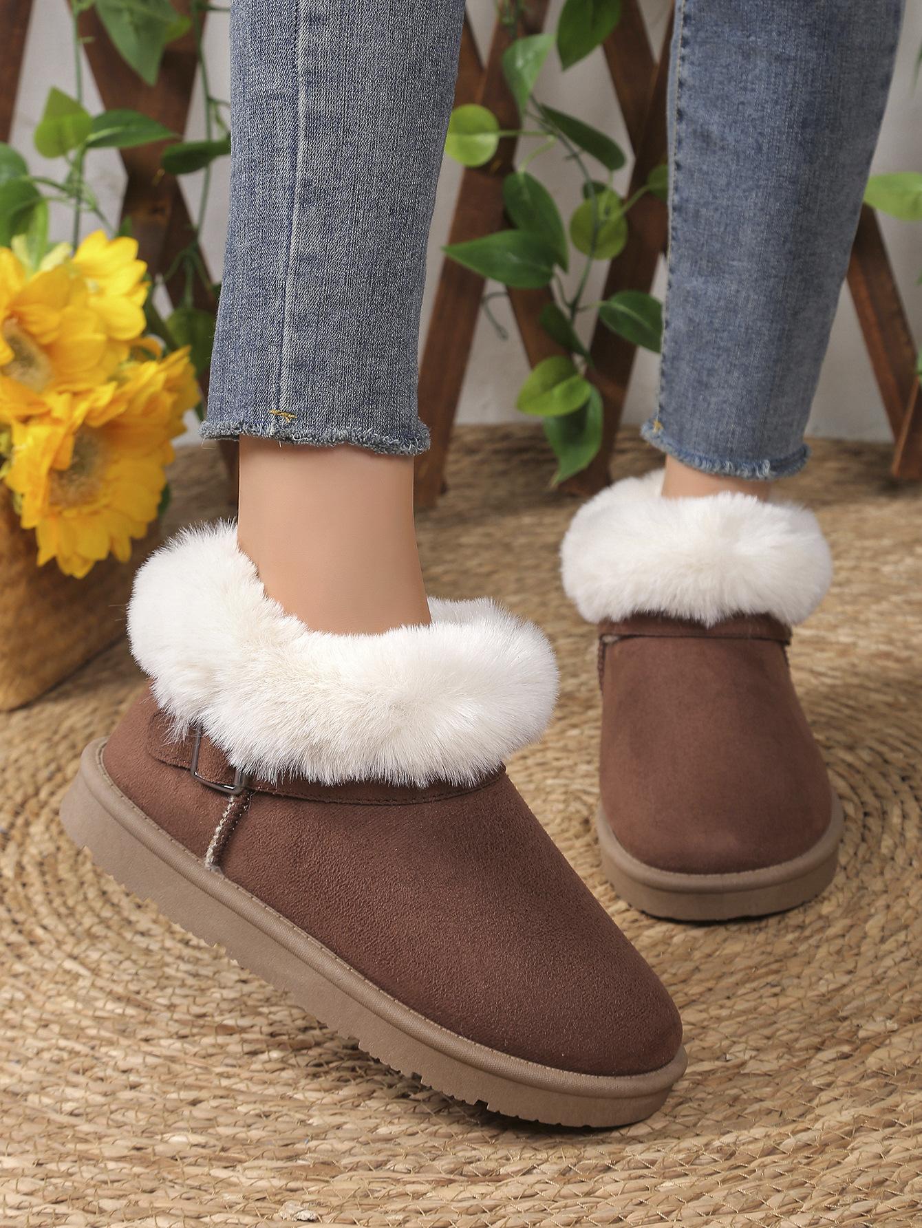 

Женские низкие зимние ботинки с мехом, цельные, на одной педали, пушистые, хлопковые, для улицы, модные, принцесса 43