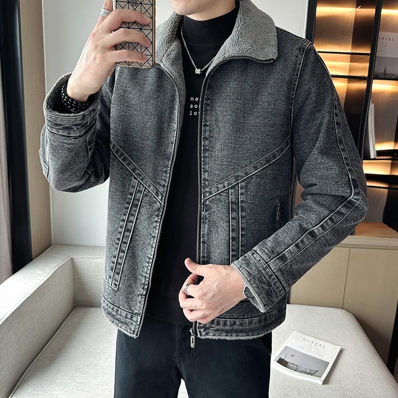 Autumn and Winter Casual Simple Denim Clothing Men's Washed Retro Tops Large Size Young Men's Warm Jacket Trend