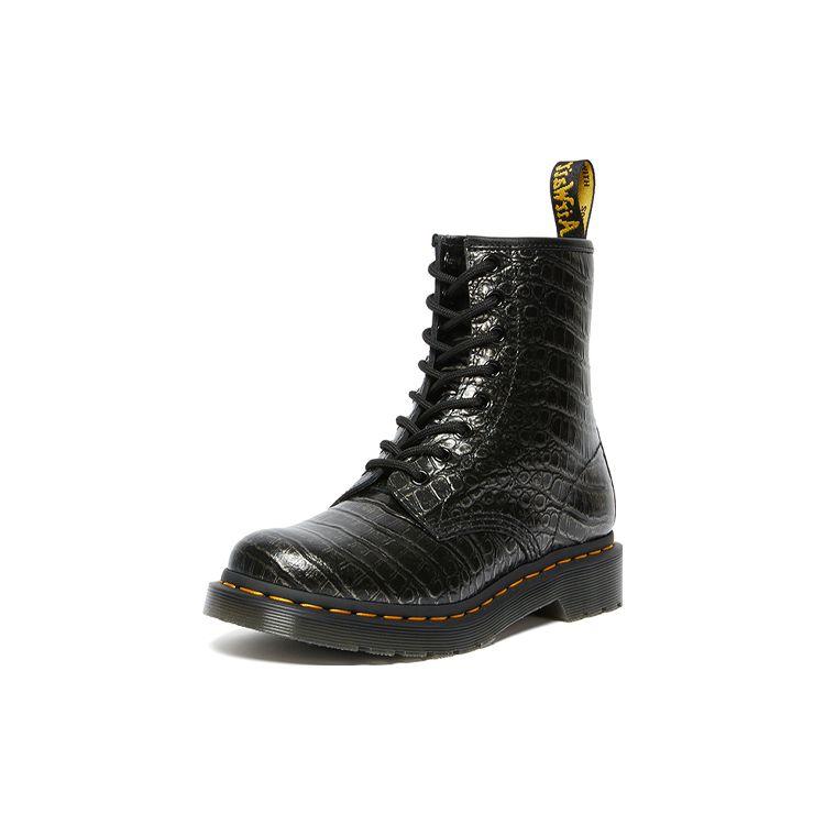Dr. Martens Comfortable Lace-Up Round Toe Crocodile Pattern Short Martin Boots Women boots Nickel 27249029
