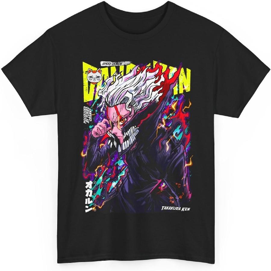 Anime Dandadan Cat Turbo-Granny Merch Shirt Casual Short Sleeve Anime T Shirt XXXXXL чёрный
