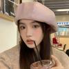 Pu Leather Octagonal Beret British Retro Painter Hat Female Autumn and Winter Tide Versatile Model