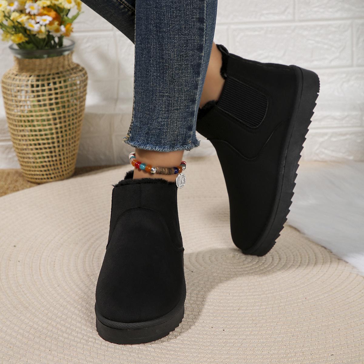 

Женские зимние ботинки большого размера 2024 года - теплые бархатные зимние модные короткие слипоны 44 чёрный