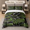 Custom Bedding Set Monster Energy Pattern, Print Name Text 1 Duvet Cover Plus 2 Pillowcases Home Textile