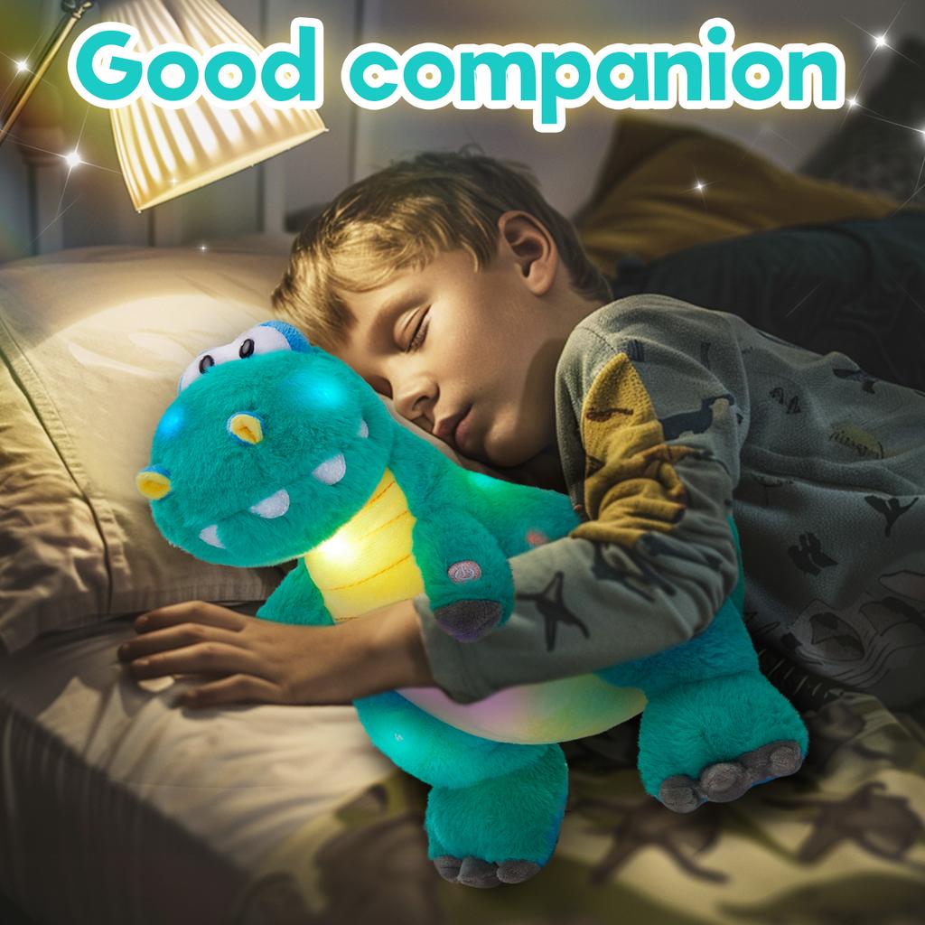 Glowing Green Dinosaur Plush ToyCuddly Dinosaur Stuffed Animal Featuring Colorful Lights Joyful Mother's Day Present