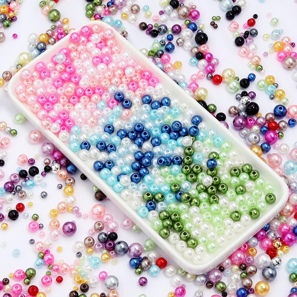 3/4/5/6/8mm ABS Imitation Pearl Beads Color Loose Round Beads For Jewelry Making DIY Handmade Necklace Bracelet Accessories
