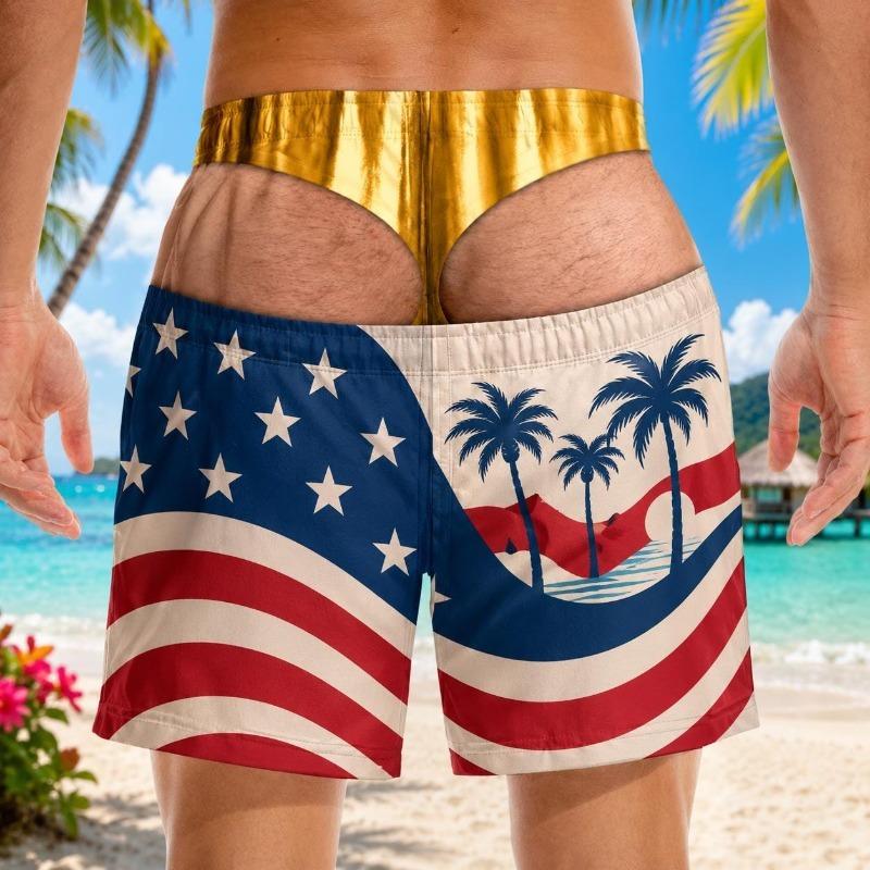 Funny Men Swim Trunks Personalized Hairy Butt Print Beach Shorts, Bathing Suit, Bachelor Party Short, Big Booty Gag Gift for Him