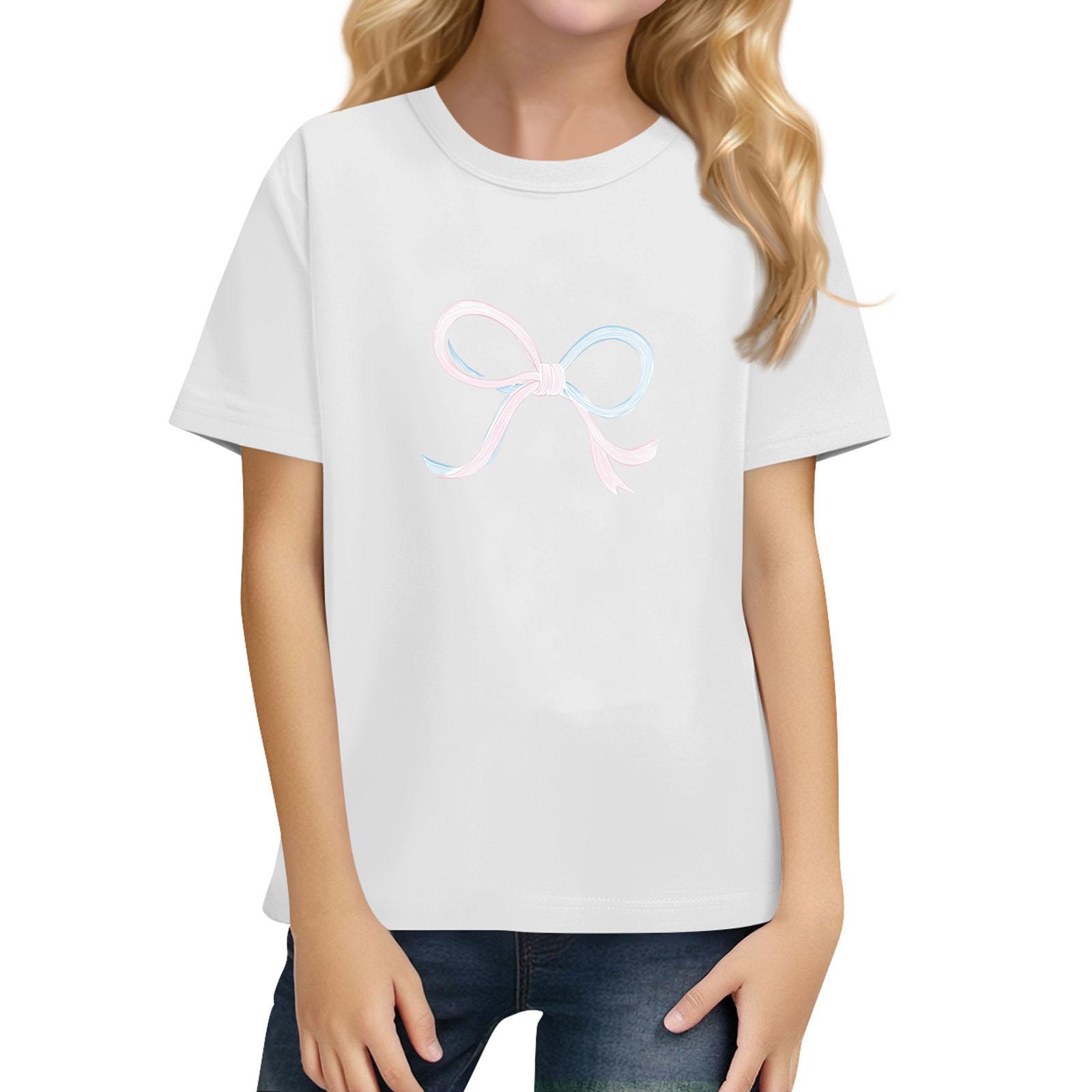 

Children s Daily Casual Short-sleeved Color Tops T-shirt 160 білий