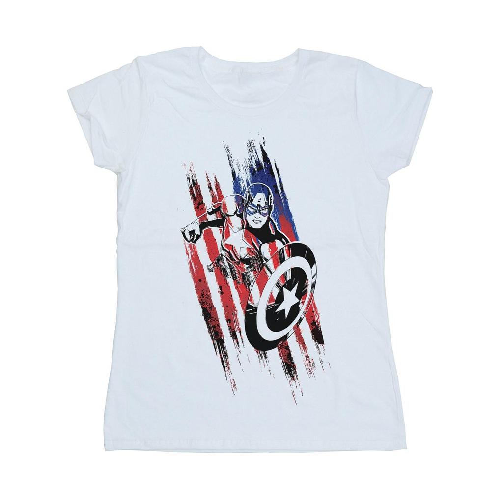 Marvel Womens/Ladies Avengers Captain America Streaks Cotton T-Shirt