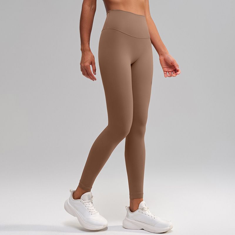 

Aloneadv Nude Feel Yoga Pants High Waist Belly Holding Stretch Fitness Pants Women Pilates No Embarrassment Line Tight Trousers Cocoa color M