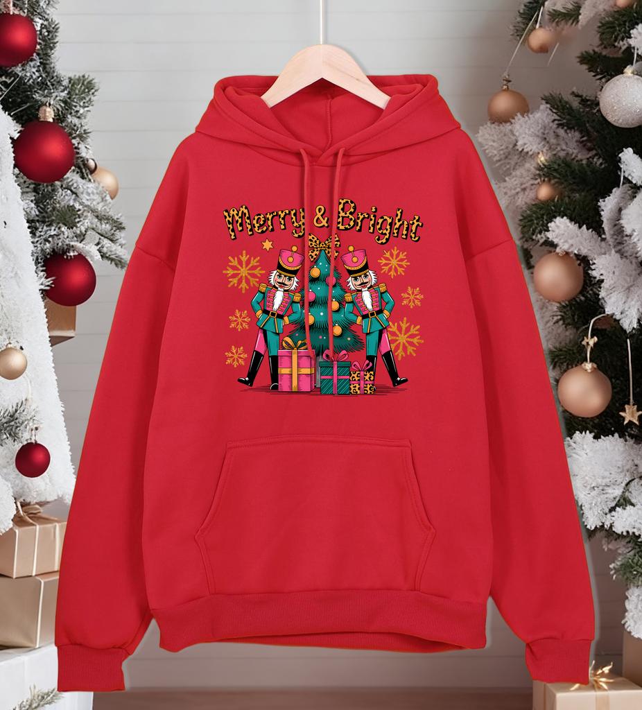 Merry Bright Christmas Gifts Printed Men Hoody Hip Hop Fleece Hoodie Autumn Loose Streetwear All-Match Comfortable Hoodies