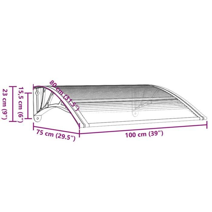 VidaXL Door Awning, Solar Canopy with Support, Rain Protection Shelter, Entrance Awning for Door Patio, 100x75 Cm 153588