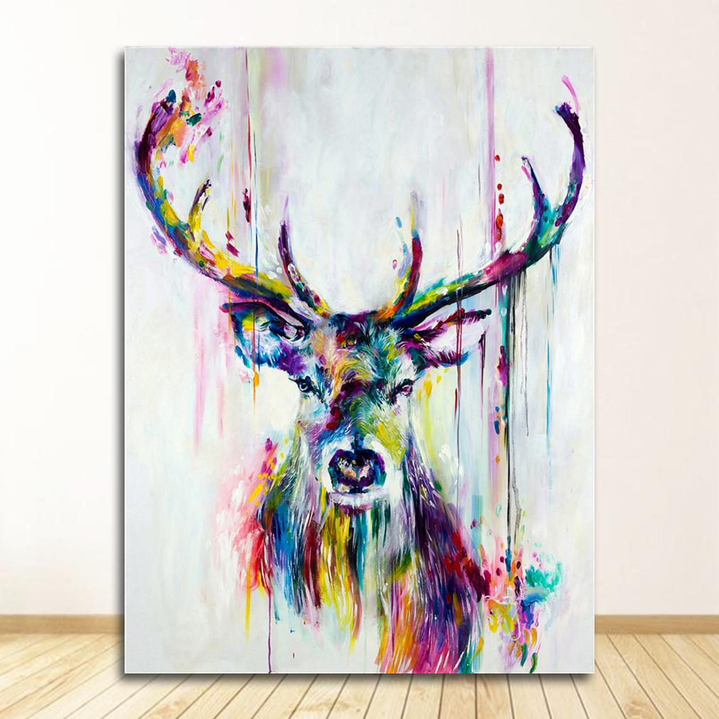 Art Prints Pop Wall Posters For Kids Room Watercolor Animals Canvas Paintings Elephant And Deer Abstract Graffiti