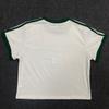 T-shirt pullover estiva europea e americana con stampa di lettere, ombelico scoperto, scollo rotondo sexy