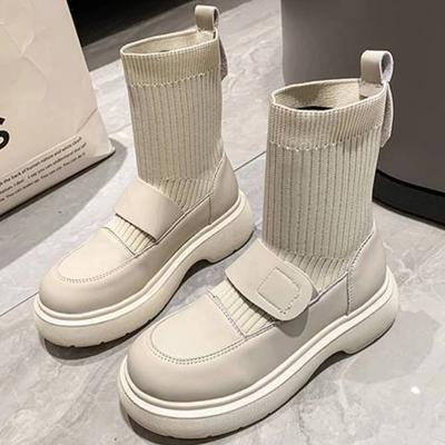 Fashion Elastic Socks Boots for Women Breathable Women's Thick-soled Shoes British Style Women's Casual Boots  Botas Mujer